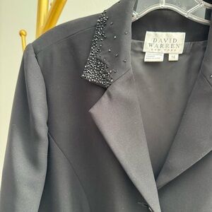 Vintage David Warren Beaded Black Blazer - Size 16